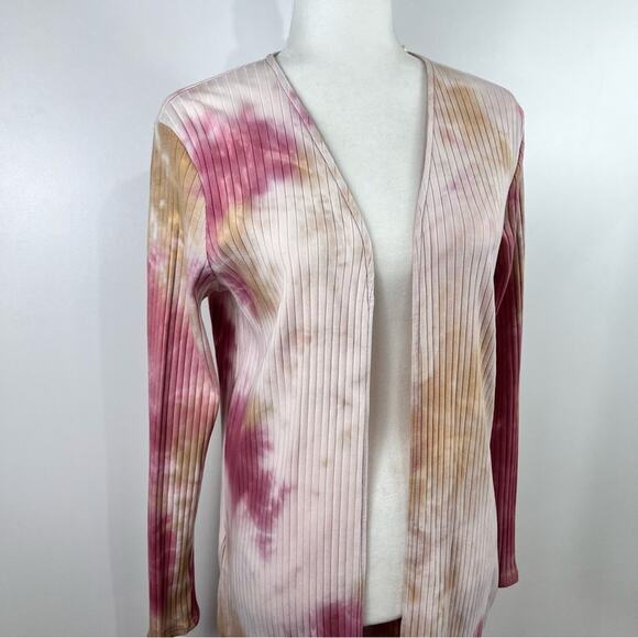 Umgee New Casual Tie Dye Duster Cardigan Small Long Line Ribbed Pockets Boho - Picture 6 of 13